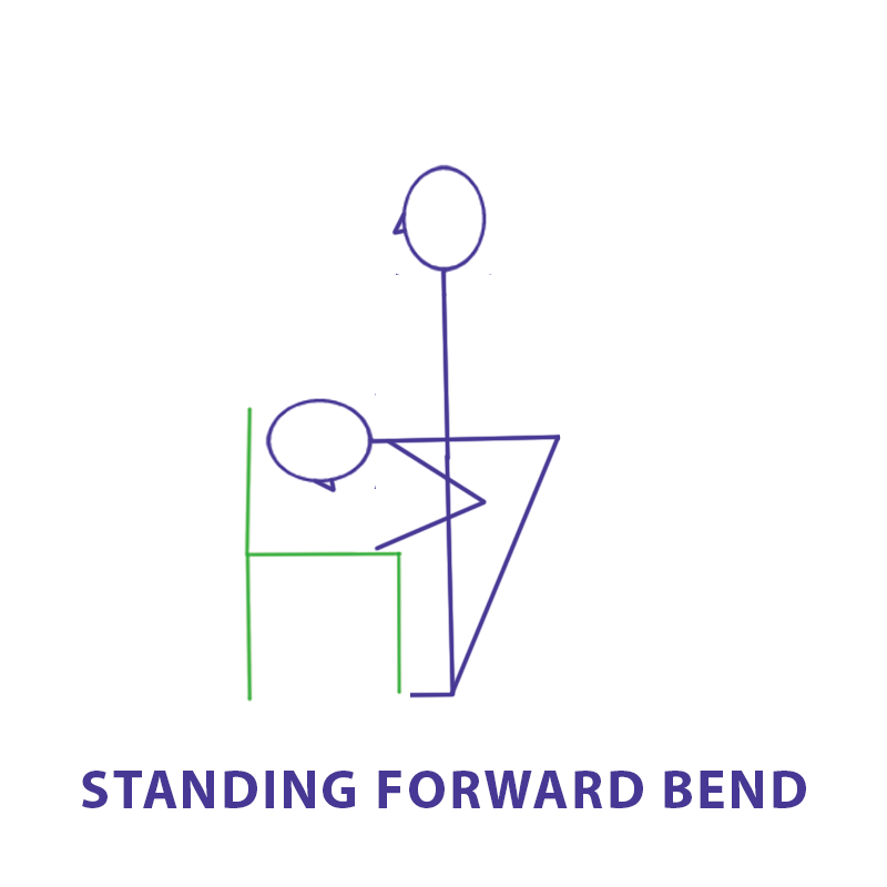 Stick figure diagram of Standing Forward Bend asana