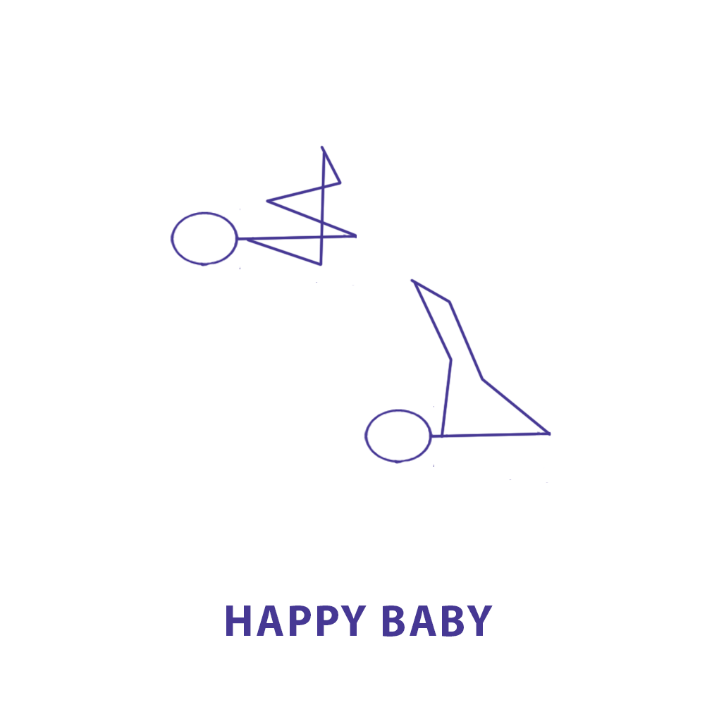 Stick figure diagram of Happy Baby pose